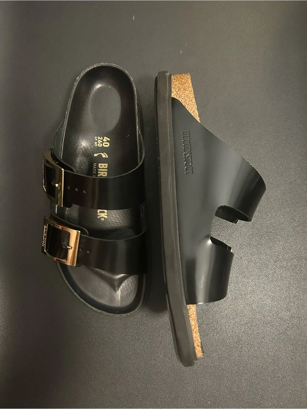 Arizona Droplet Buckle Patent Leather Sandals - Picture 8 of 12